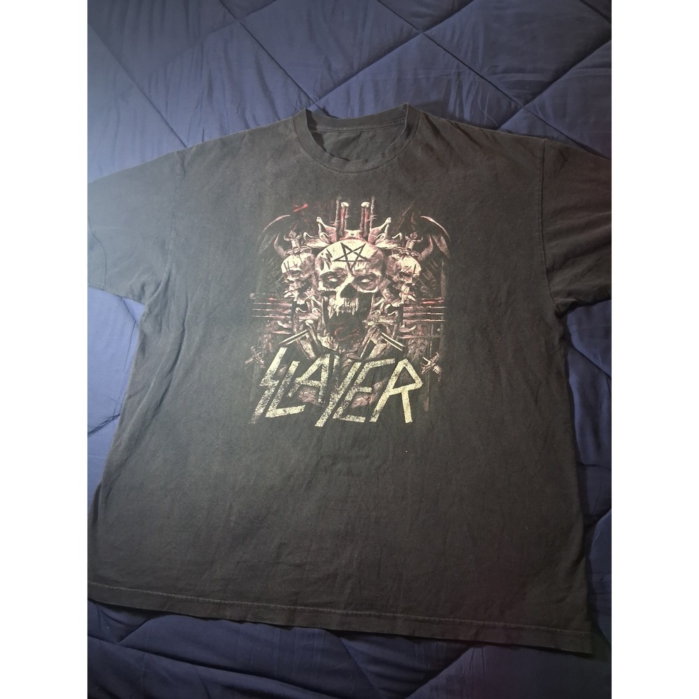 Slayer Tour 2019 Graphic T-Shirt Mens Black Skull Pentagram Concert Tee Large